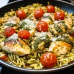 One Pan Chicken & Pesto Orzo