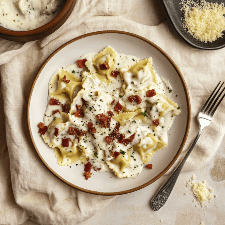 Olive Garden-Inspired Ravioli Carbonara
