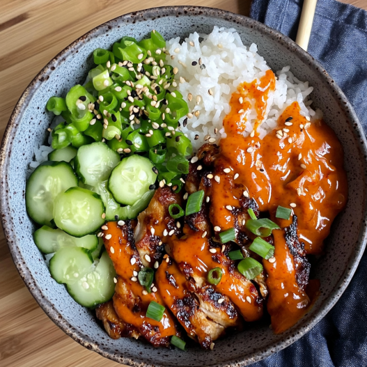 Korean BBQ Chicken Bowls with Gochujang Cream Sauce Awaits!