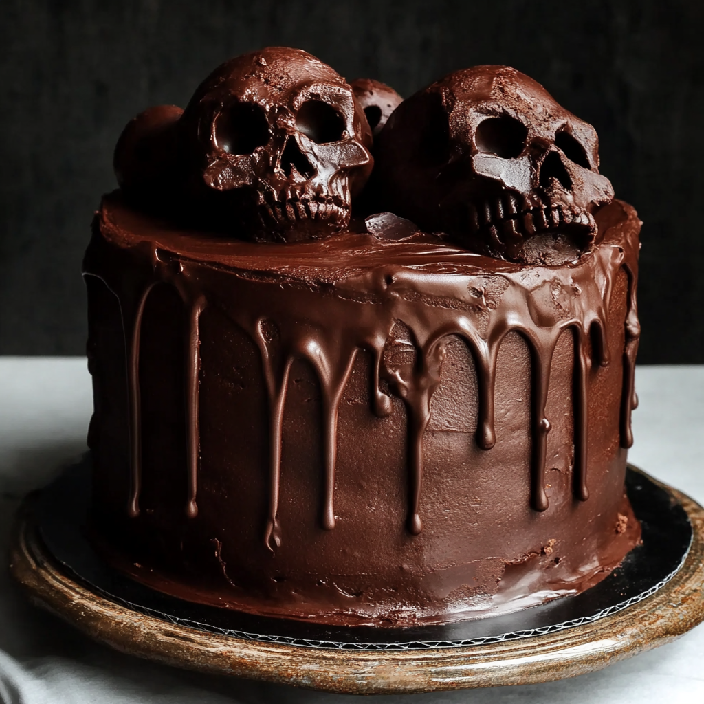 High Altitude Ginger Chocolate Skull Cake for Halloween