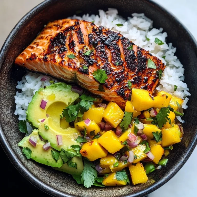 BBQ Salmon Bowls with Mango Avocado Salsa