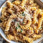 Beef and Rotini in Garlic Parmesan Sauce