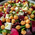 Chickpea, Beet & Feta Salad with Lemon-Garlic Vinaigrette
