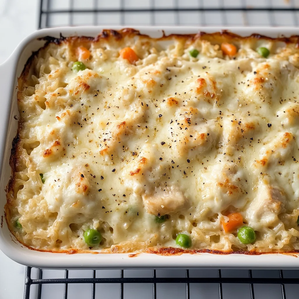 Dump-and-Bake Chicken Alfredo Rice Casserole Recipe