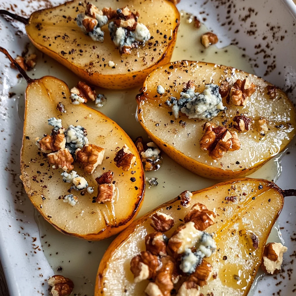 Roasted Pears with Blue Cheese, Walnuts and Honey Recipe
