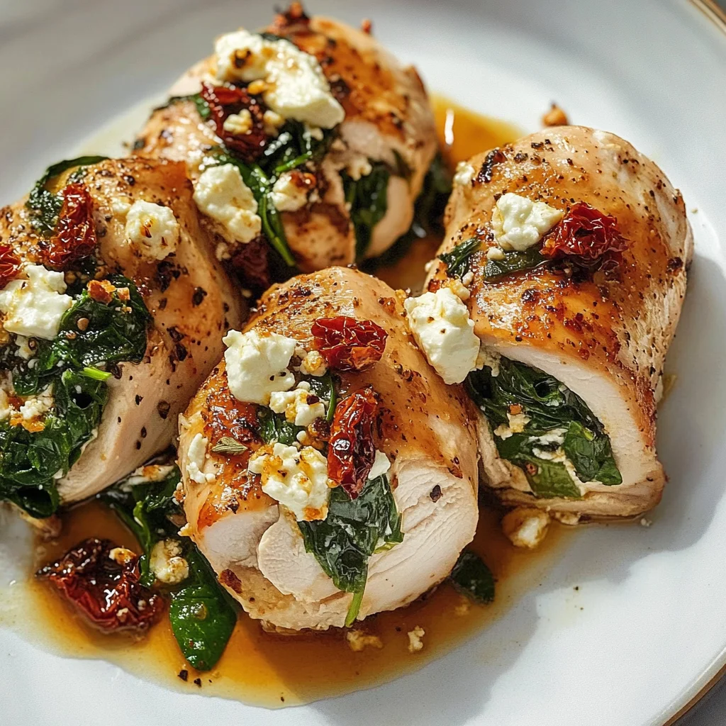 Rolled Up Chicken with Feta, Spinach, and Sun-Dried Tomatoes