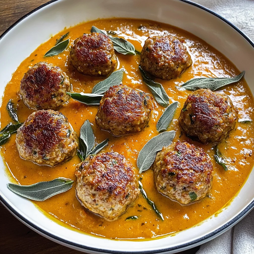 Turkey Meatballs in Pumpkin Sage Sauce