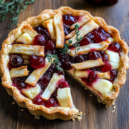 Cranberry Brie Tart with turkey strips & Thyme