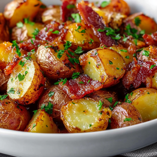 Crispy Bacon Honey Roasted Potatoes