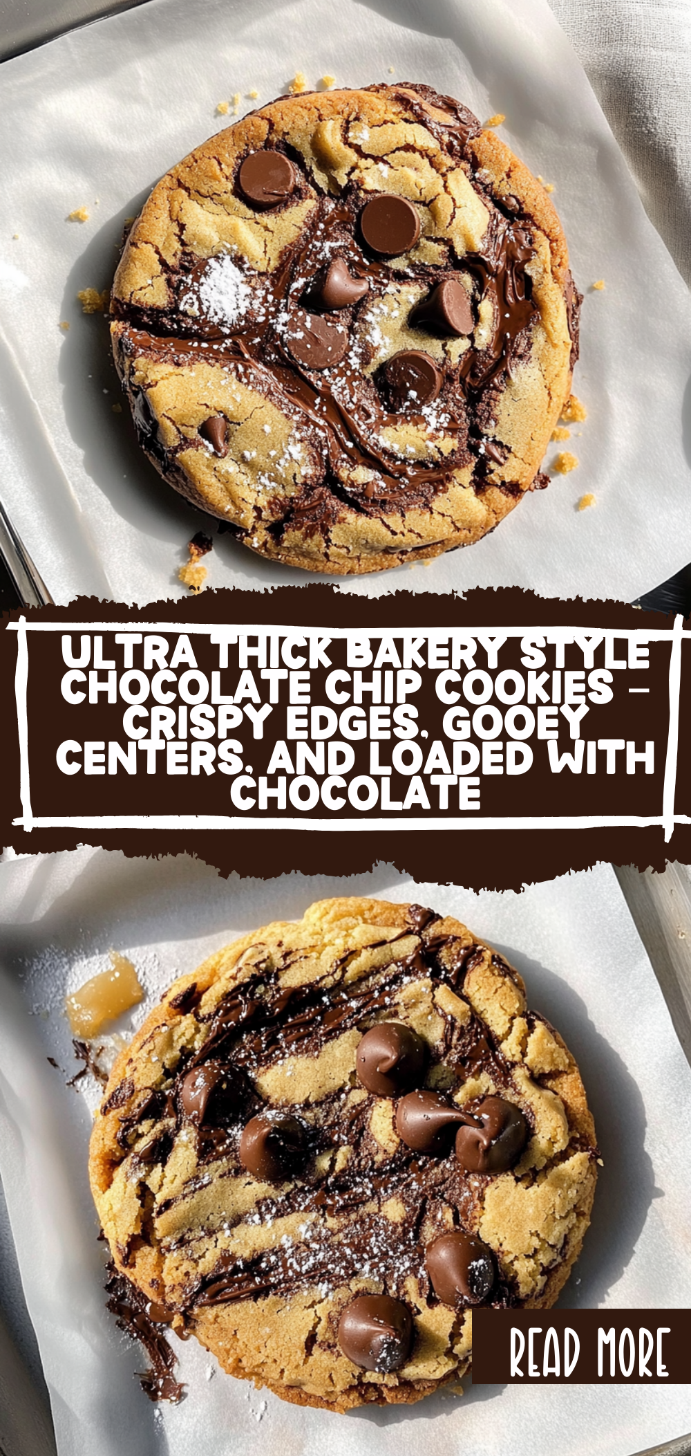 Ultra Thick Bakery Style Chocolate Chip Cookies – Crispy Edges, Gooey Centers, and Loaded with Chocolate!
